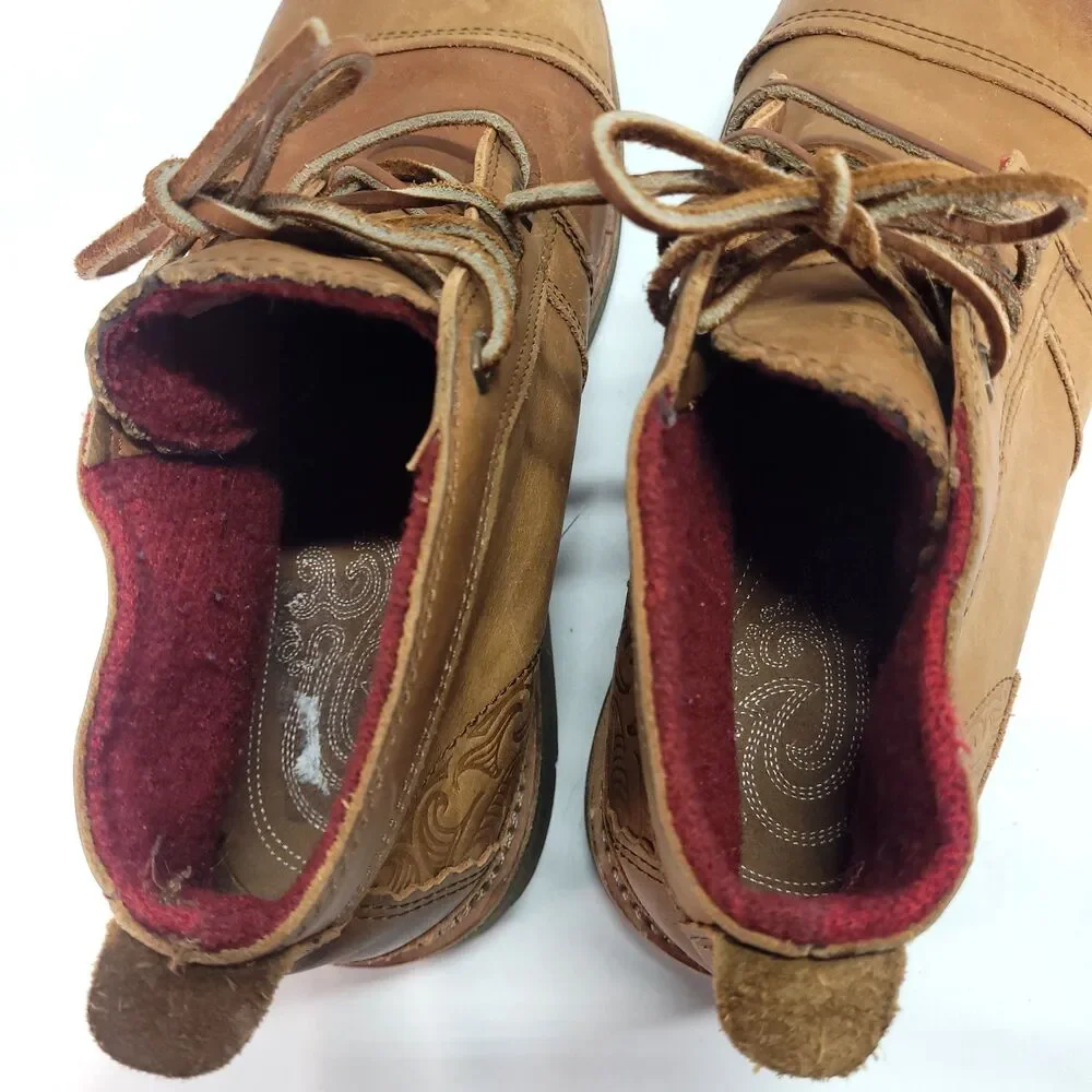 OluKai Mauna Iki leather Chukka boots US 9.5 distressed brown Ankle Wool‎ Lined